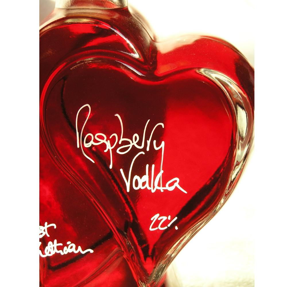 One for the Heart - A 500ml Heart shaped bottle filled with Raspberry Vodka Liqueur