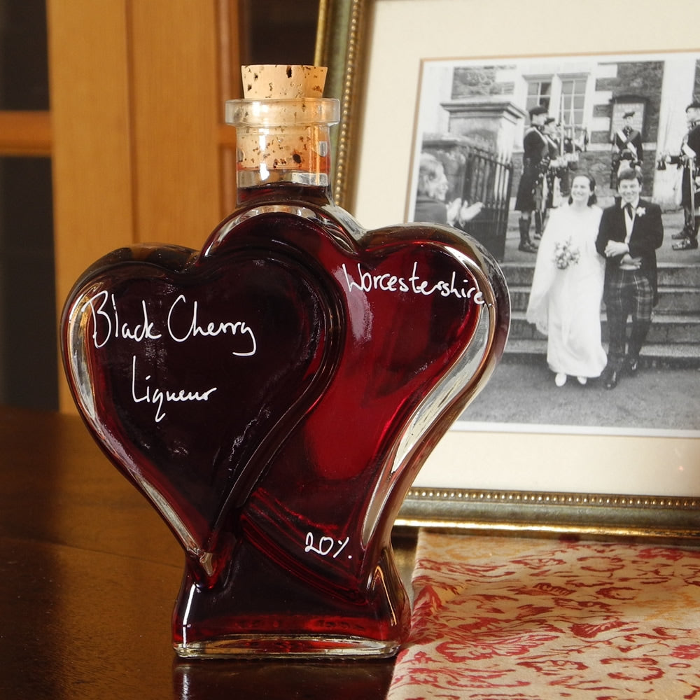 Heart bottle of Black Cherry Gin Liqueur