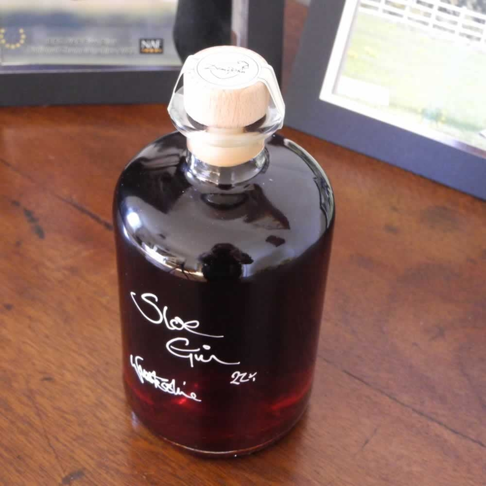 Sloe Gin in a Herbalist Bottle