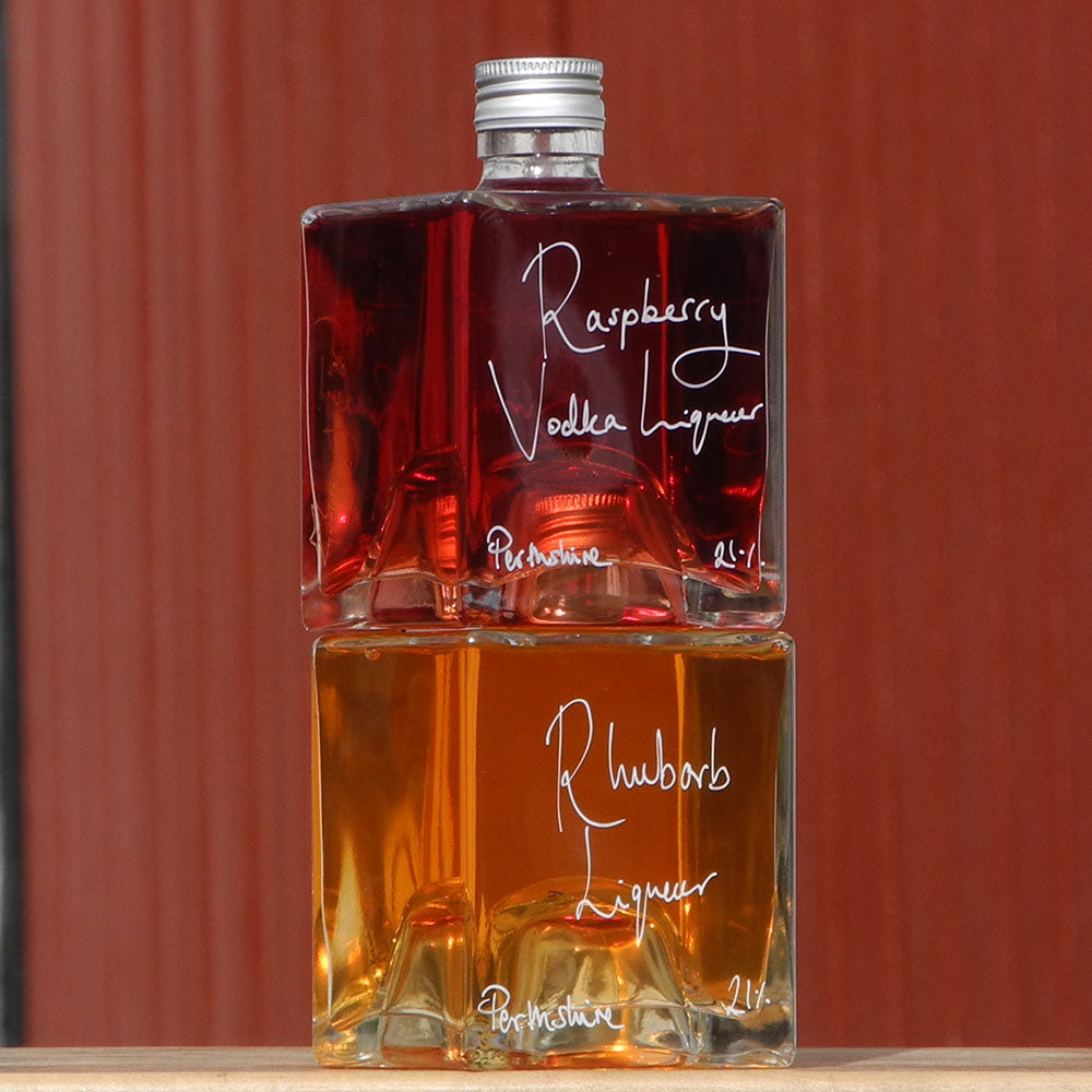 Rhubarb Liqueur and Raspberry Vodka Liqueur Stacking Gift Set