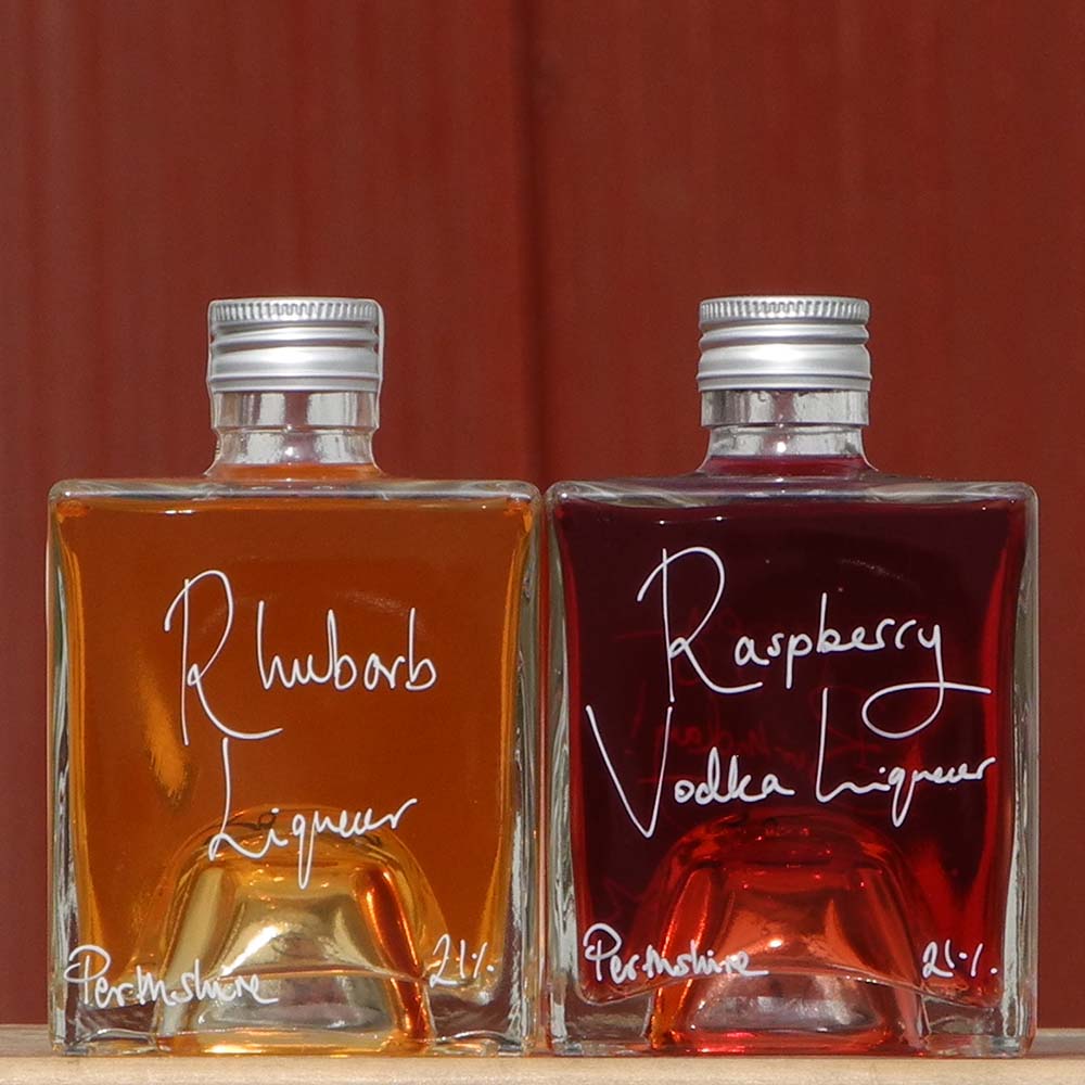 Rhubarb Liqueur and Raspberry Vodka Liqueur Stacking Gift Set
