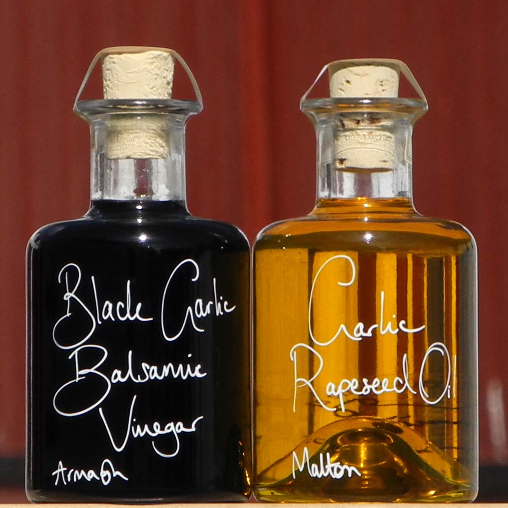 Black Garlic Balsamic Vinegar and Garlic Oil Pair
