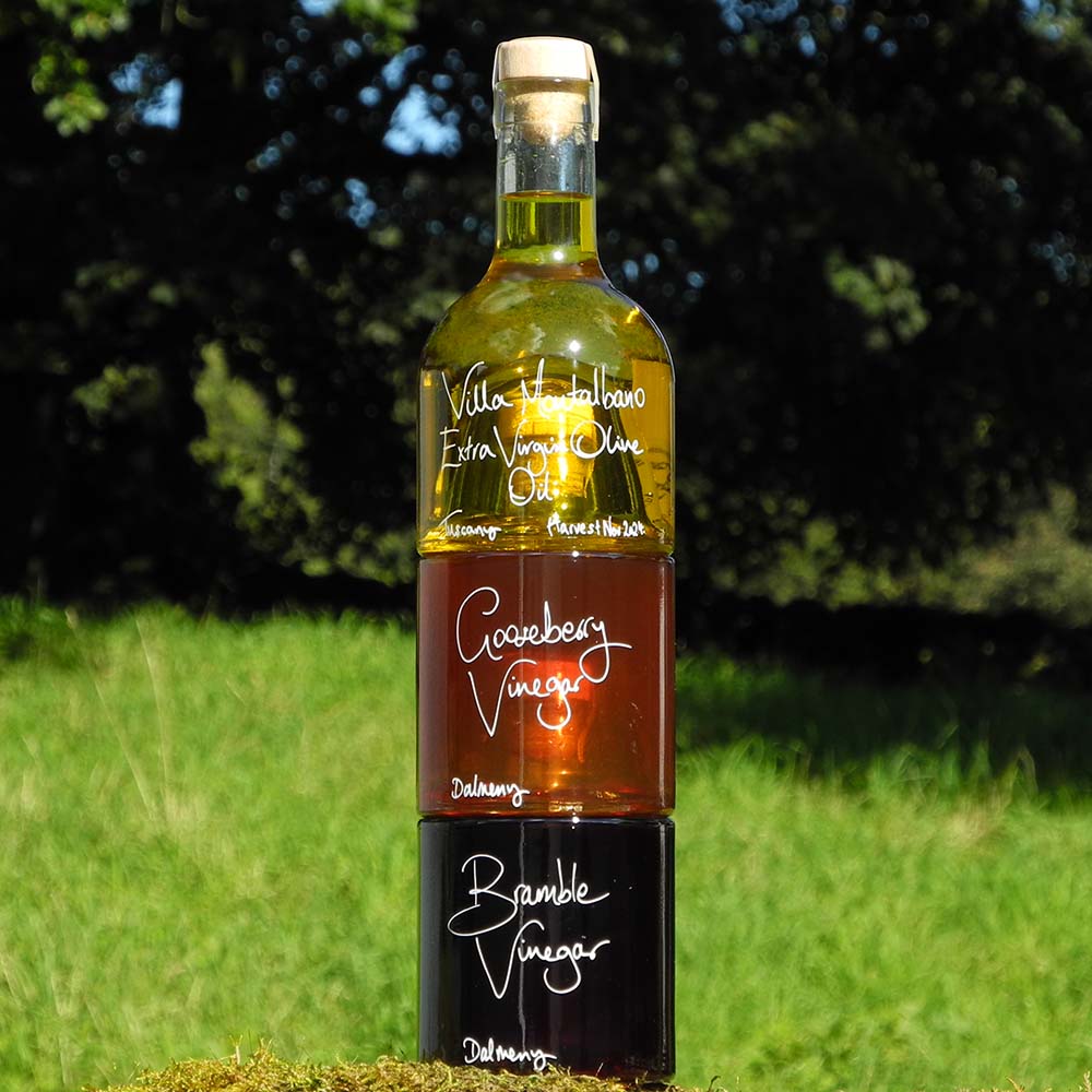 Tuscan Oil and Vinegar Stacking Gift Set with Gooseberry Vinegar and Bramble Vinegar