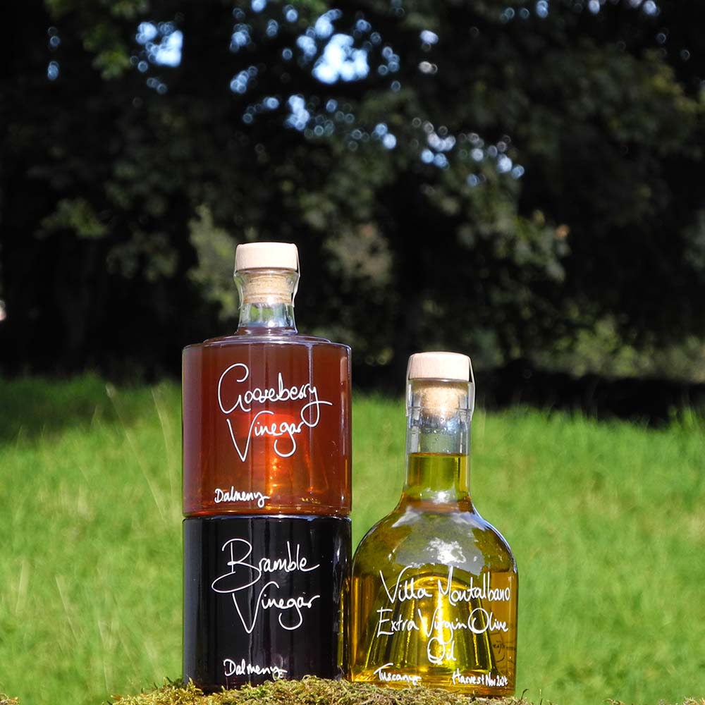 Tuscan Oil and Vinegar Stacking Gift Set with Gooseberry Vinegar and Bramble Vinegar