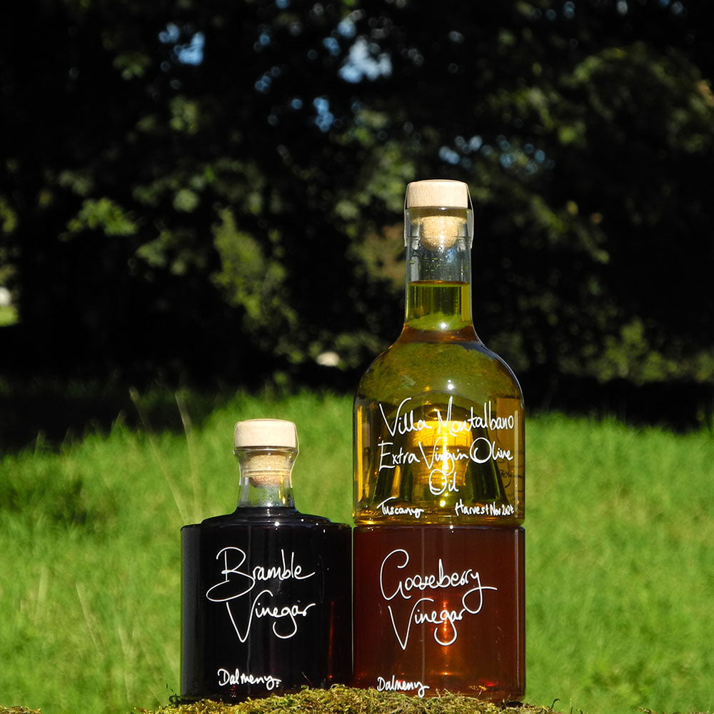 Tuscan Oil and Vinegar Stacking Gift Set with Gooseberry Vinegar and Bramble Vinegar