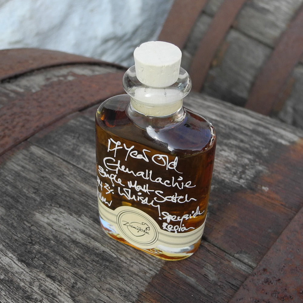 17 year old Glenallachie Single Malt Scotch Whisky 44.3 in a miniature 50ml hipflask shaped bottle