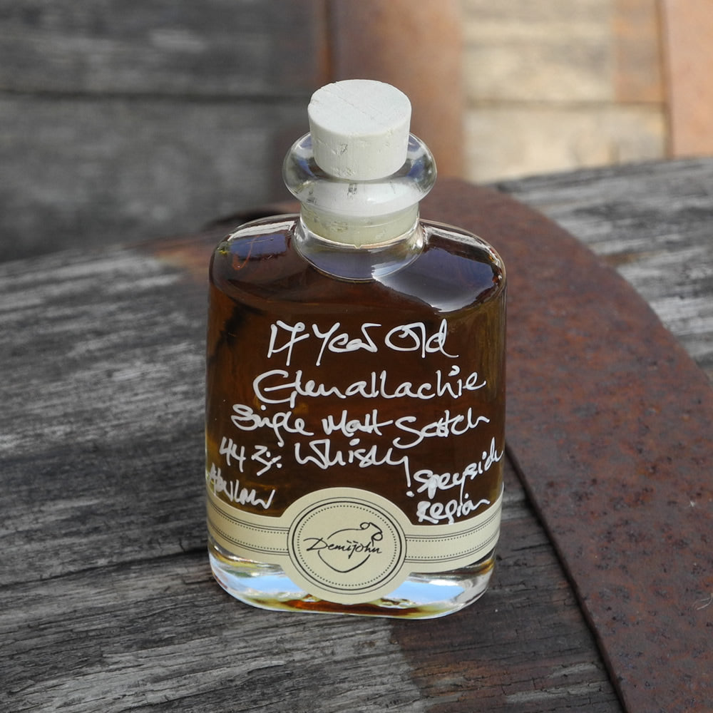 17 year old Glenallachie Single Malt Scotch Whisky 44.3 in a miniature 50ml hipflask shaped bottle