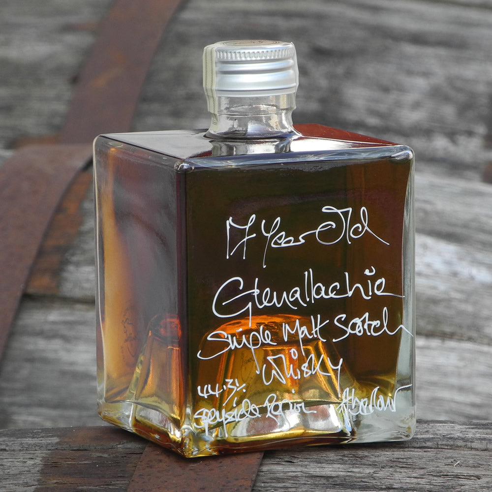 500ml cube shaped bottle of 17 year old Glenallachie Single Malt Scotch Whisky 44.3%