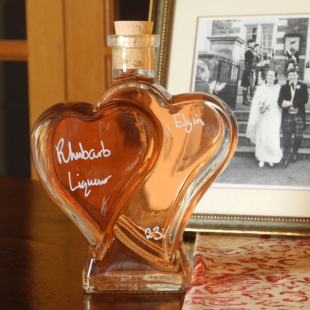 Heart bottle of Rhubarb Liqueur