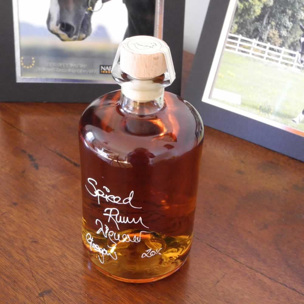 Spiced Rum Liqueur in a Herbalist Bottle